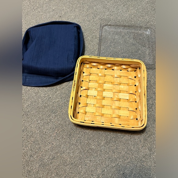 TASKETS RENAISSANCE BASKET w Blue Cloth Fabric/Clear Vinyl Protector 9.5” - Picture 11 of 11